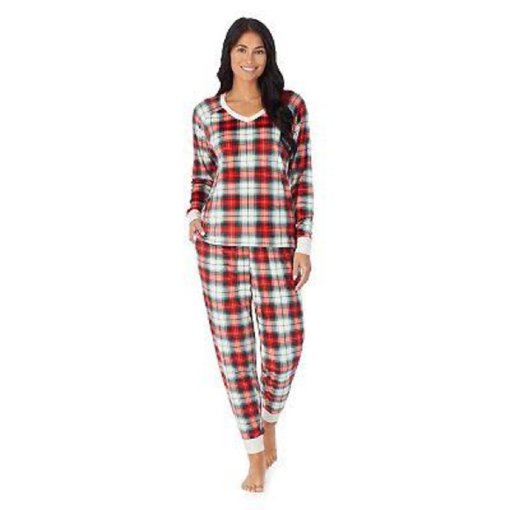 Cuddl Duds Red Plaid Print Soft Pajamas
